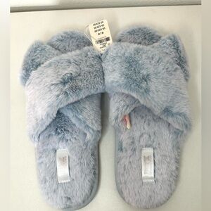 Pink Victoria secret powder blue criss cross slippers